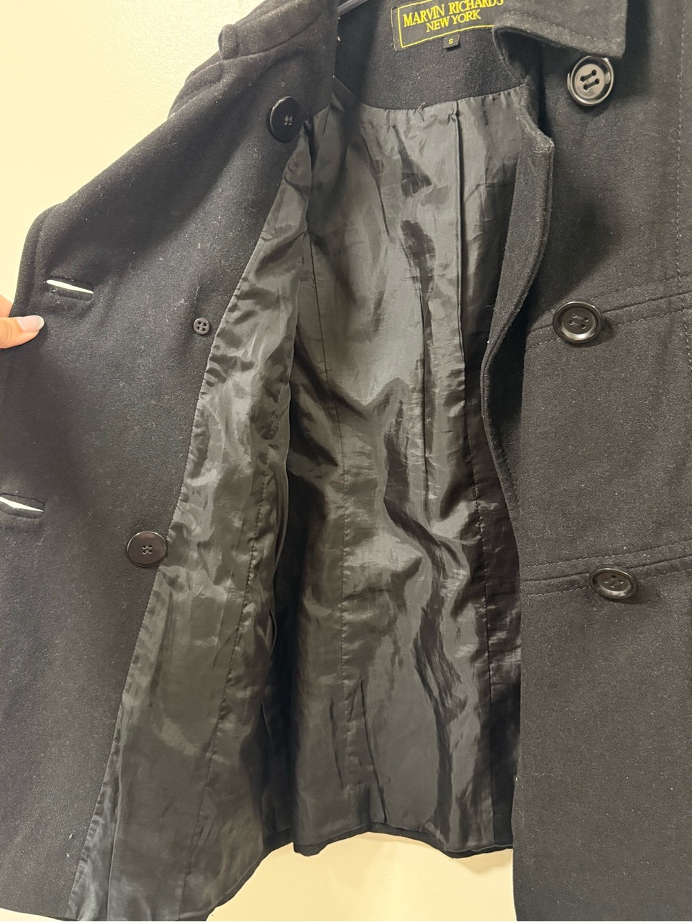 Marvin Richards Women's Black Pea Coat - Picture 9 of 11